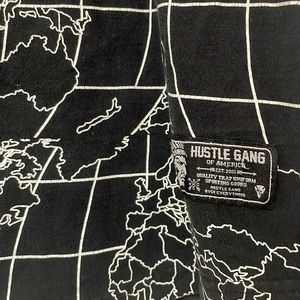 Longline , hustle gang , wold graphic t, small